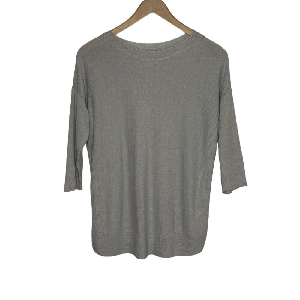 Linen Blend Dolman Sweater J. Jill Women's Blue Grey Boat Neck Tunic Size M